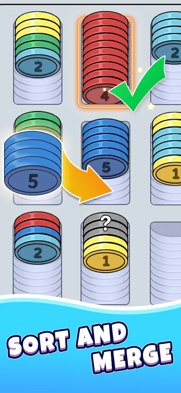 Sort and merge colorful stacks in Gym Sort